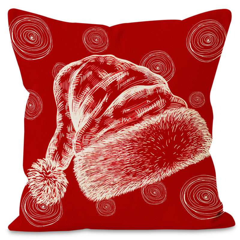Christmas hat pillowcase linen Christmas tree letter print pillowcase holiday V.I.P Digital Presence