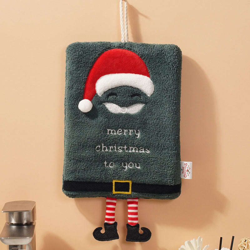 New Christmas hand towel can be hung with thick coral fleece towel, kitchen absorbent quick drying cloth, cartoon hand towel V.I.P Digital Presence