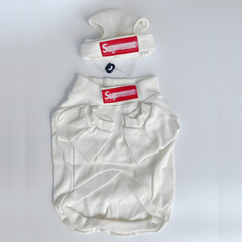 Pet Clothing Trendy Brand Street Dog Clothes Fighting Teddy Schnauzer Bottom Coat Hat Set V.I.P Digital Presence