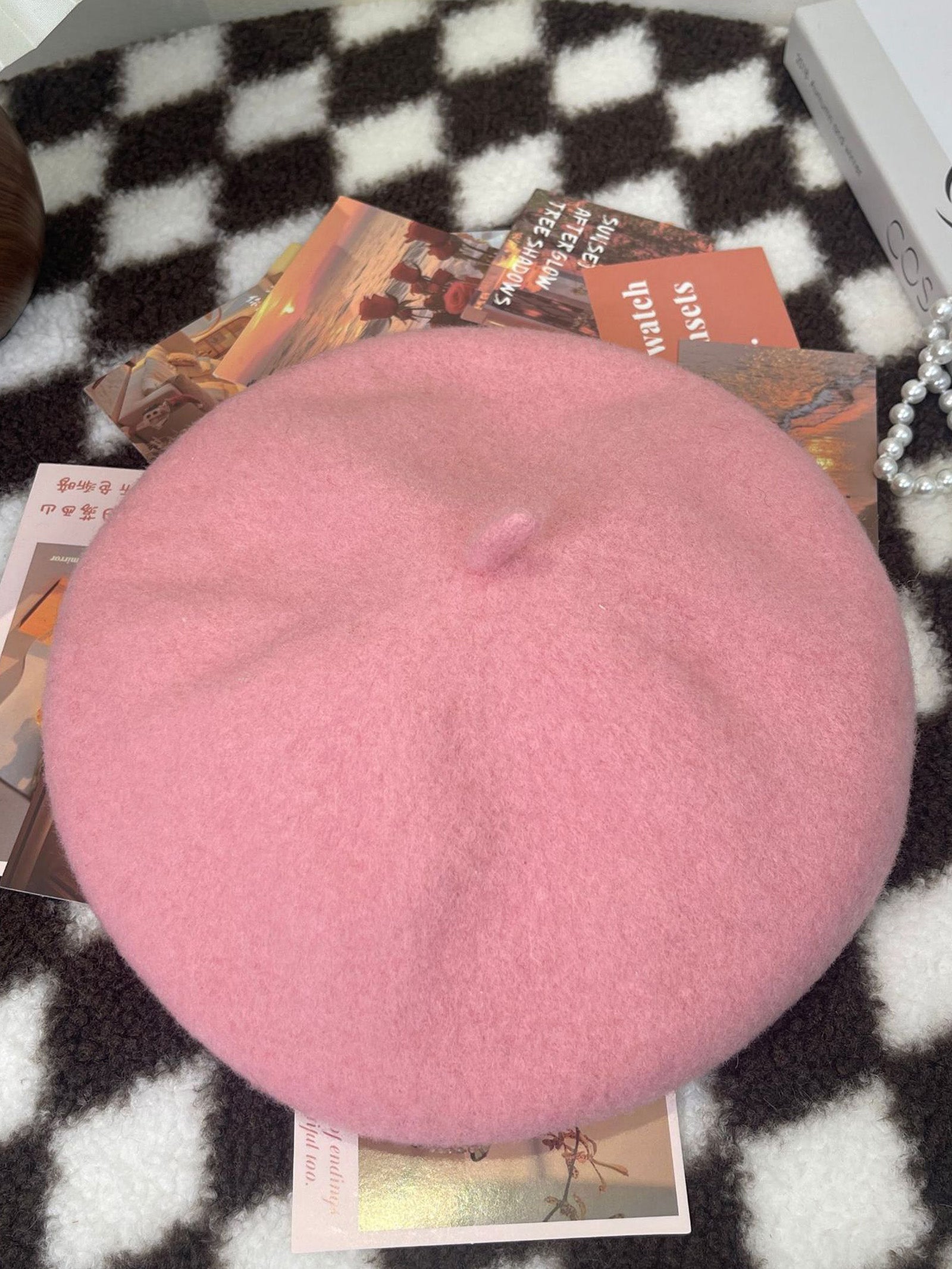 100% Wool Retro Hand-Knit Beret LINTICO