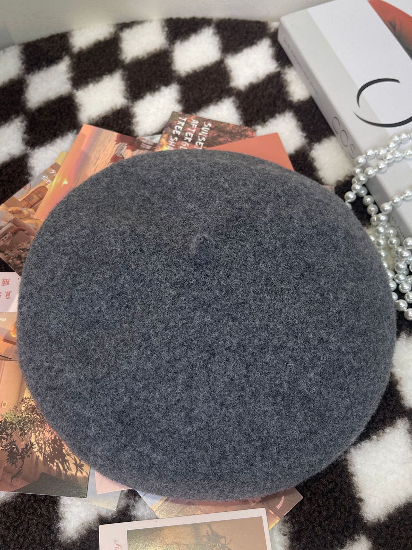 100% Wool Retro Hand-Knit Beret LINTICO