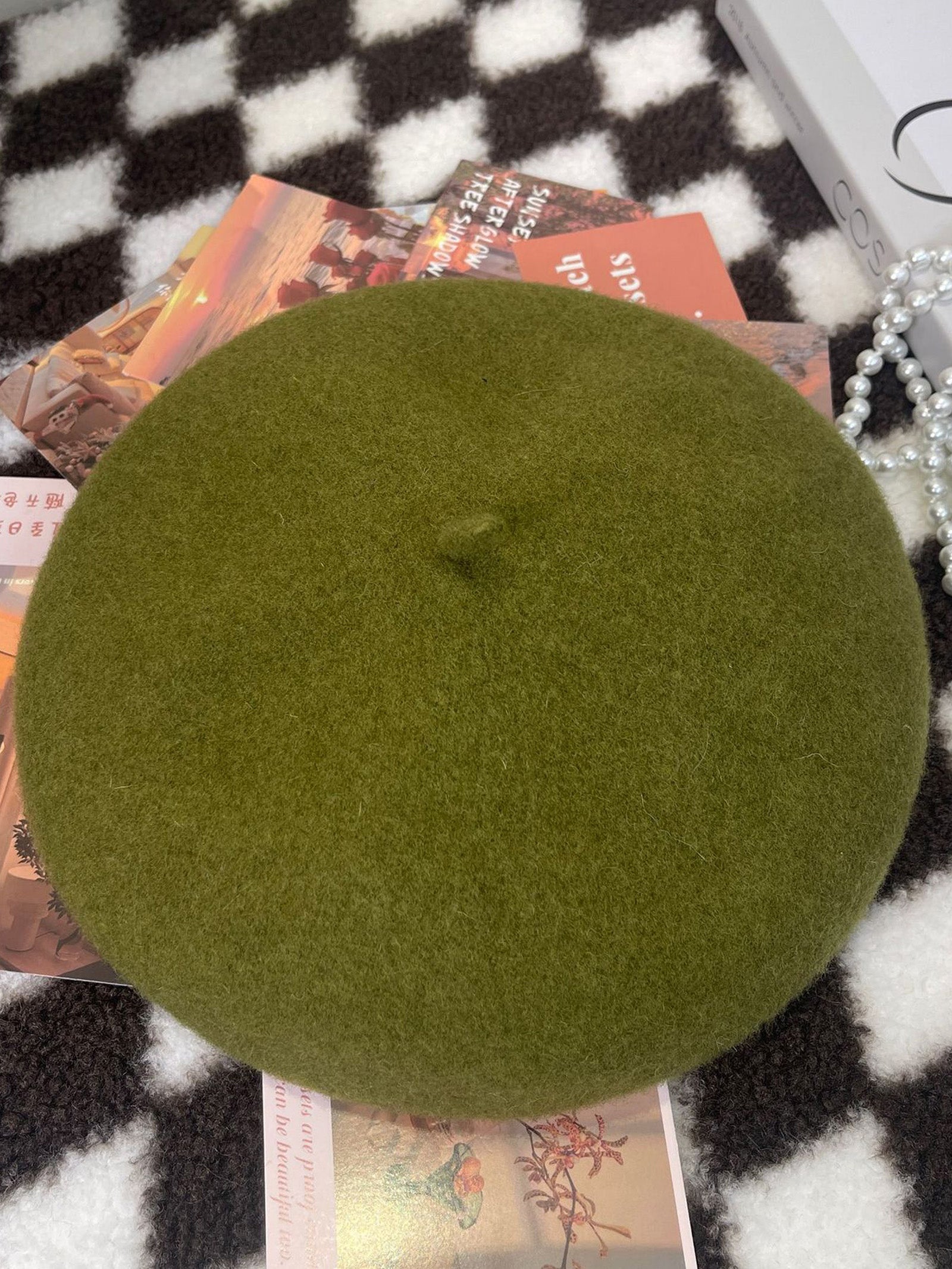 100% Wool Retro Hand-Knit Beret LINTICO