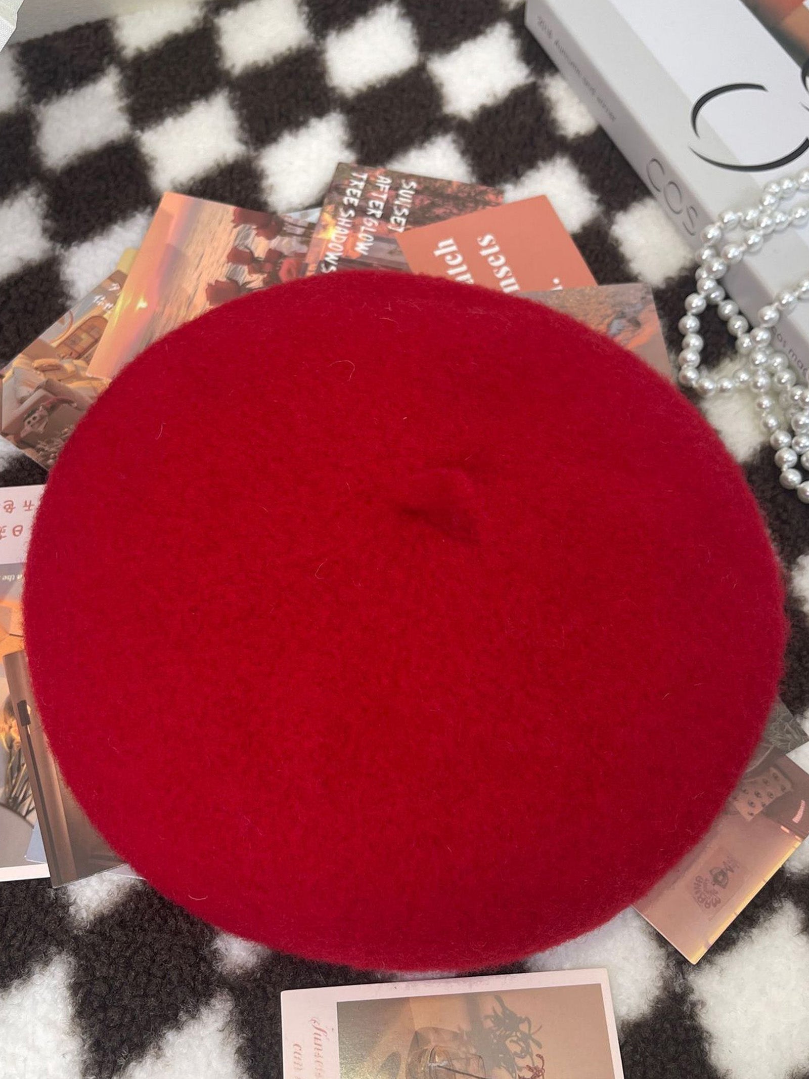 100% Wool Retro Hand-Knit Beret LINTICO