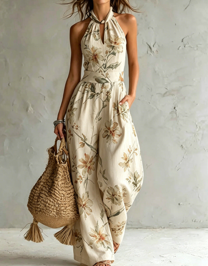 Women's Halter Backless Wide-Leg Jumpsuit | Boho Beach Jumpsuit in 7 Colors FitiqueFit