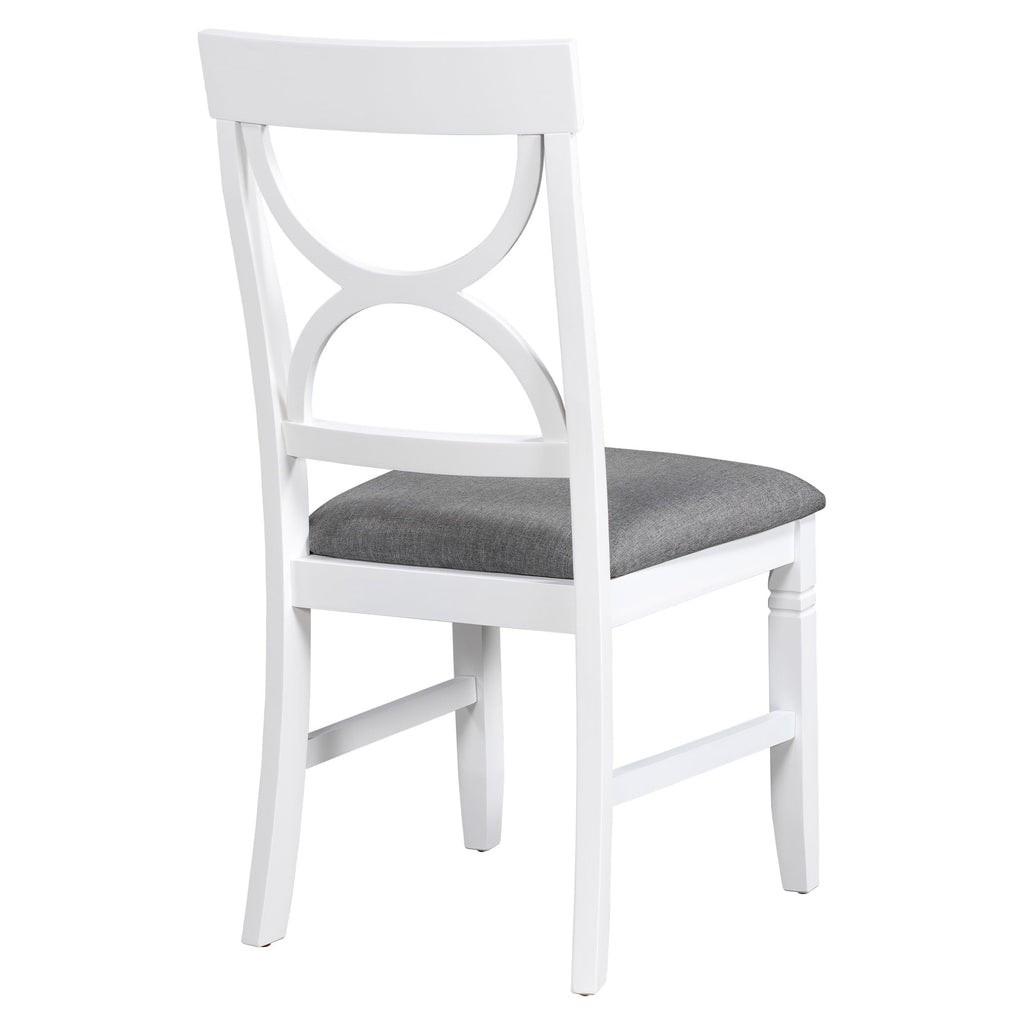 TOPMAX 6-Piece Wood Dining Table Set Kitchen Table Set with Upholstered Bench and 4 Dining Chairs, Farmhouse Style Gray+White