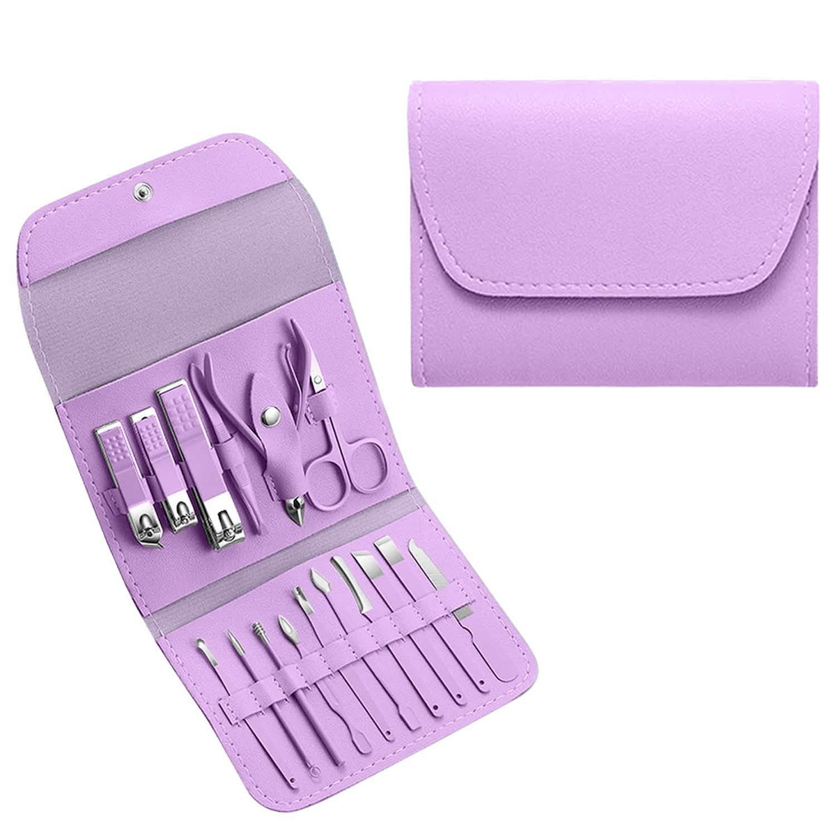 16-Piece: Stainless Steel Professional Manicure Pedicure Facial Set Grooming Kit with Leather Case DailySale