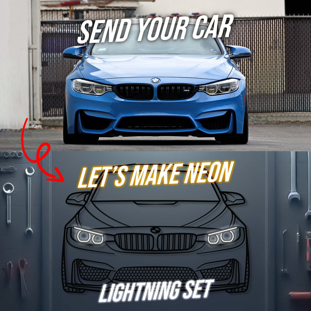Your Personalized Metal Neon Car Wall Art - (Front and rear views only) Modello Turbo
