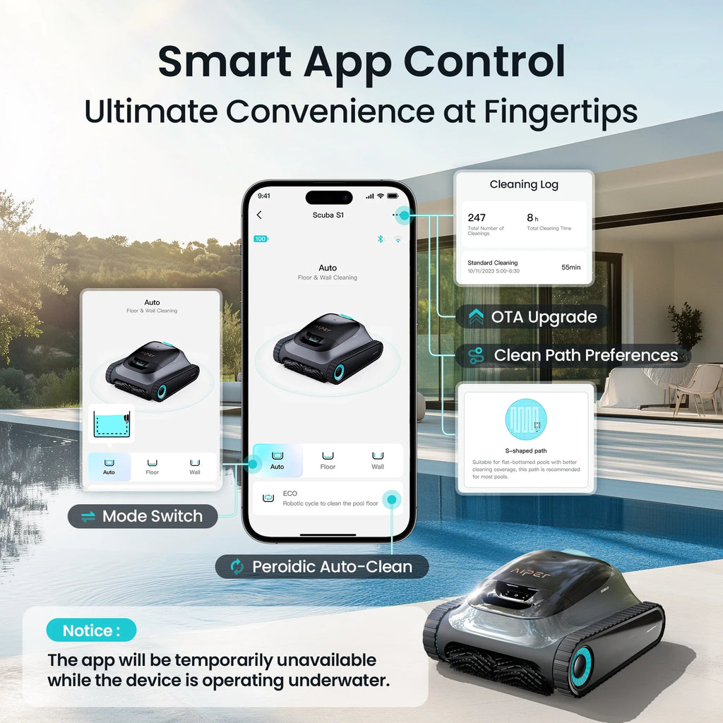 (2026 Upgrade) Aiper Scuba S1 Robotic Pool Cleaner, Weekly Custom Cleaning Plan, 270 Min Runtime, Over-the-Waterline Scrubbing, Smarter Navigation with 11 High-Precision Sensors, App Support,Refurbished FLIPSTYLEZLLC