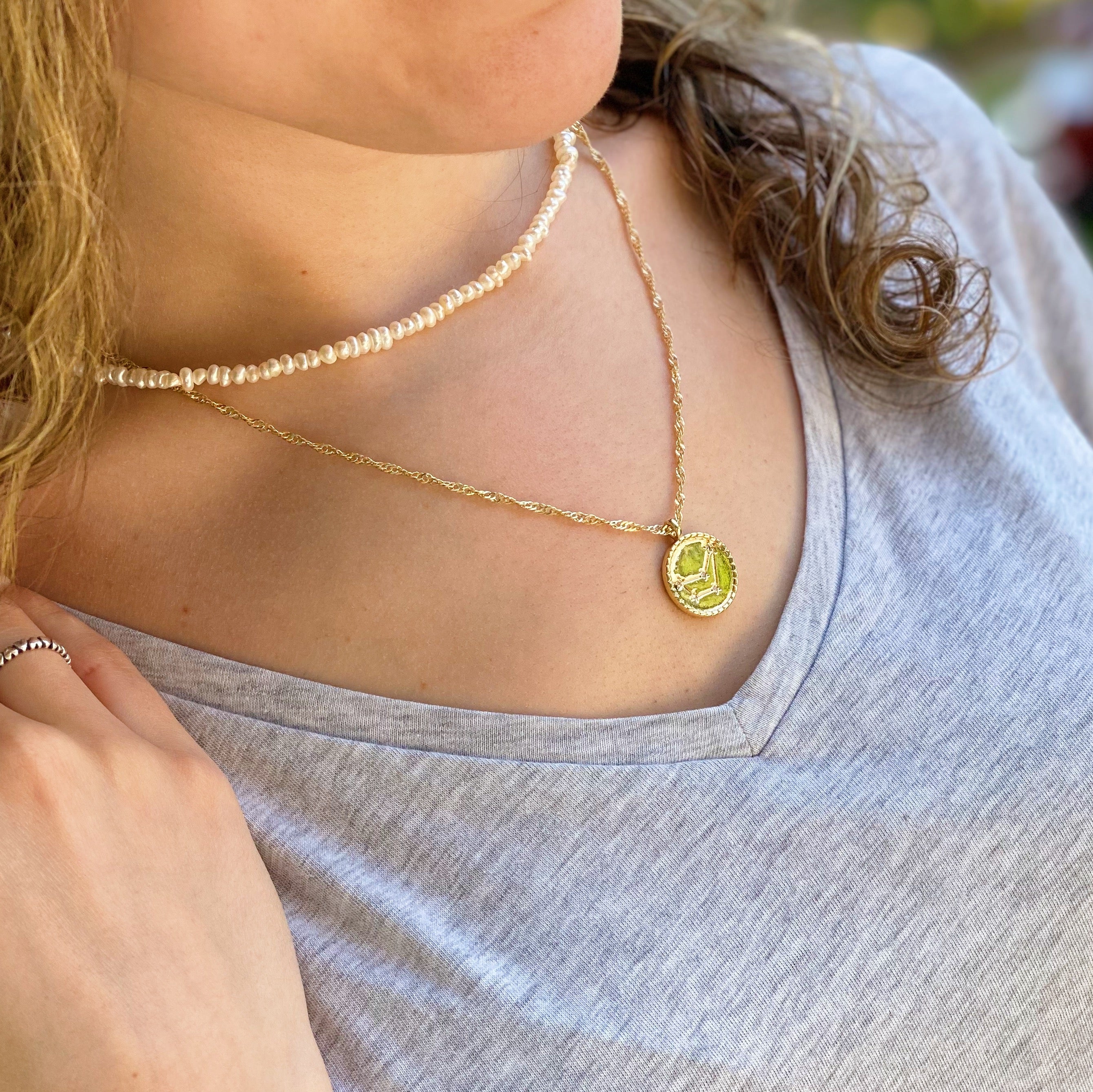 Astronomical Glam Zodiac Constellation Medallion Necklace