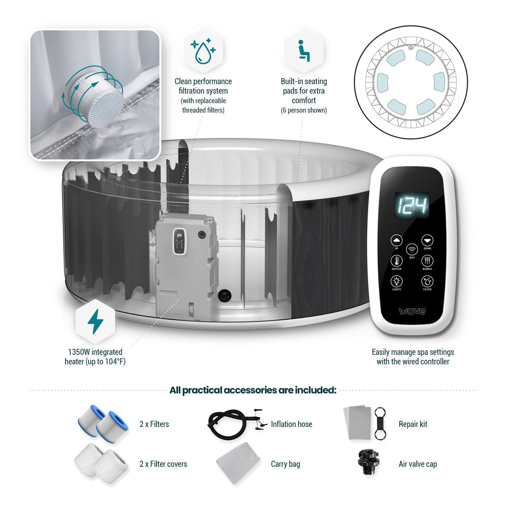 Atlantic | 4/6-Person Inflatable Hot Tub | Round | Integrated Heater zoppinh