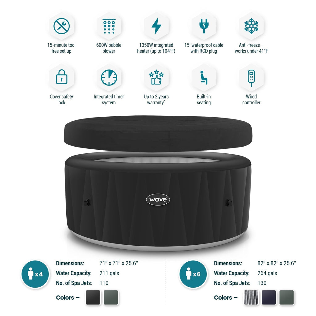 Atlantic | 4/6-Person Inflatable Hot Tub | Round | Integrated Heater zoppinh