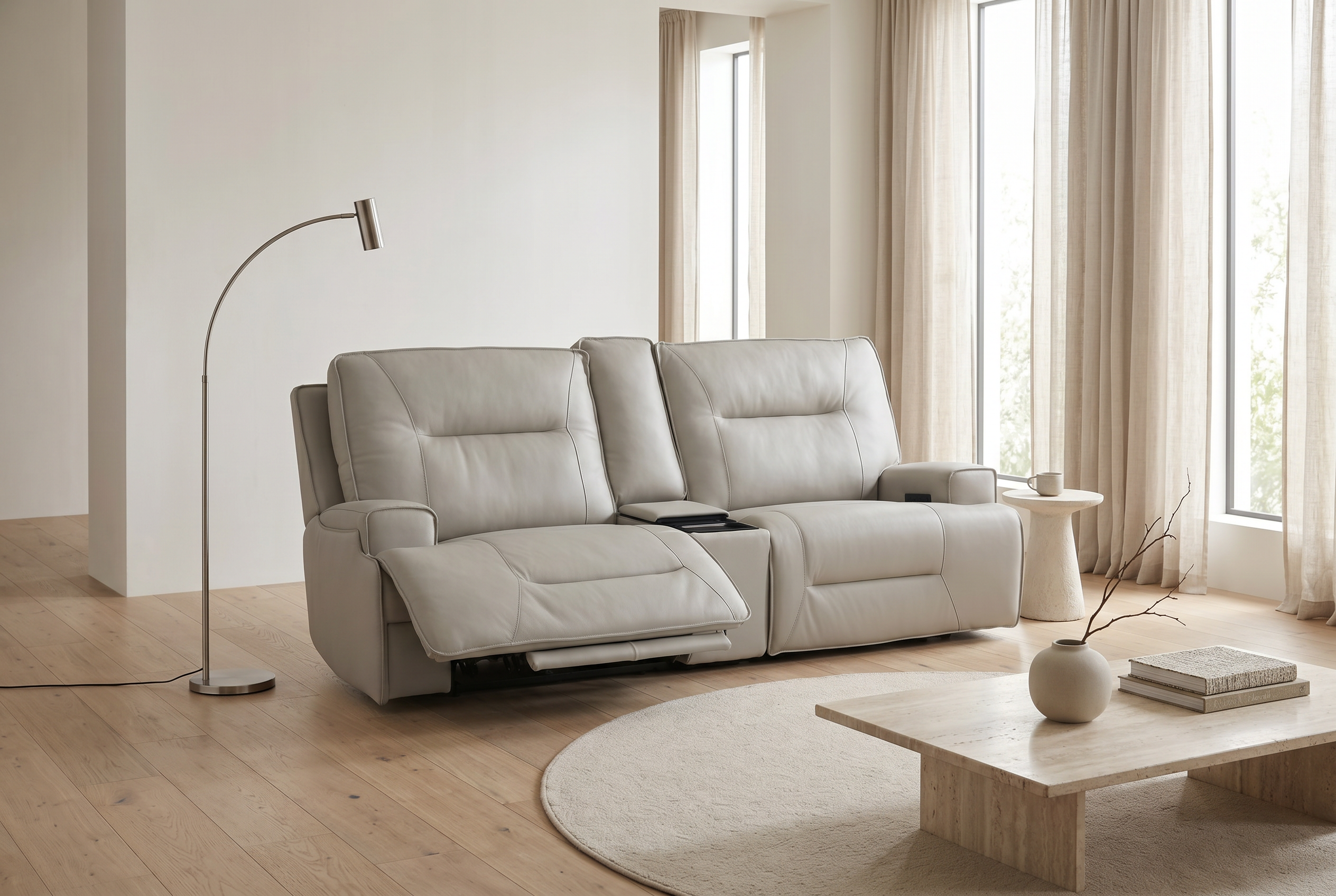 Atlas Fog Zero Gravity Power Reclining Sofa w/ Fridge Ornate Furniture