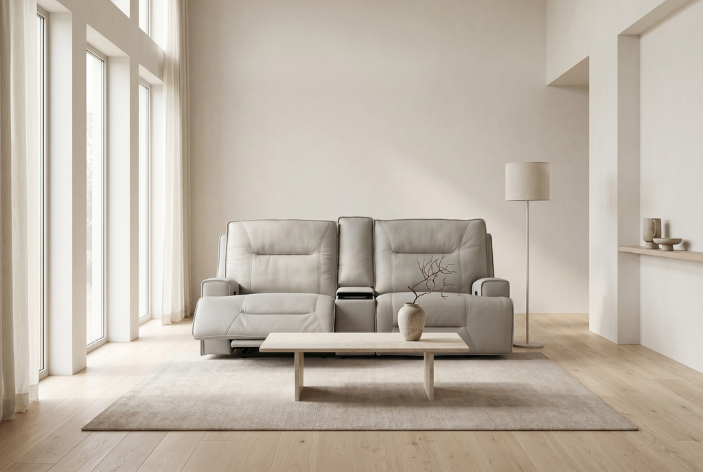 Atlas Fog Zero Gravity Power Reclining Sofa w/ Fridge Ornate Furniture