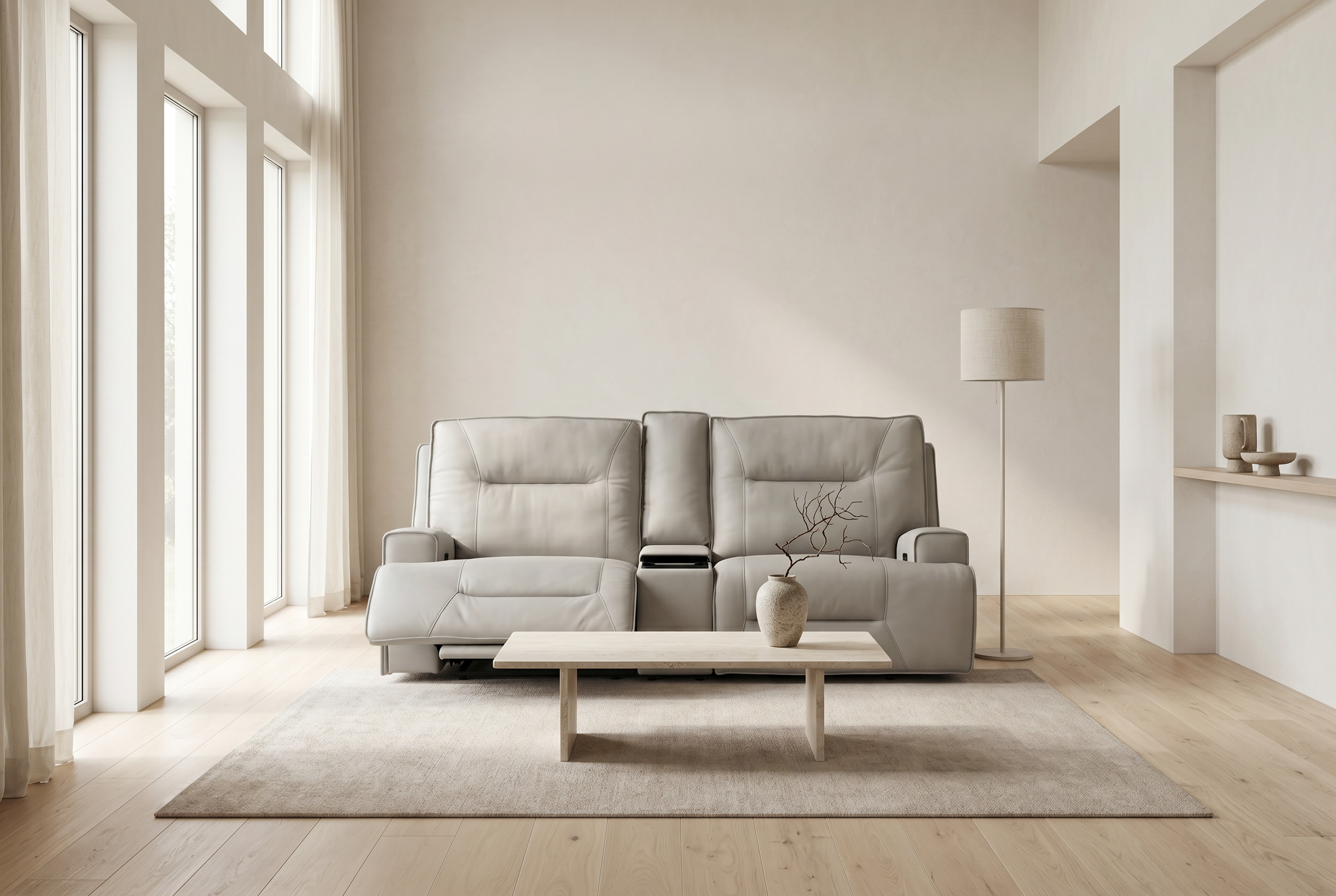 Atlas Fog Zero Gravity Power Reclining Sofa w/ Fridge Ornate Furniture