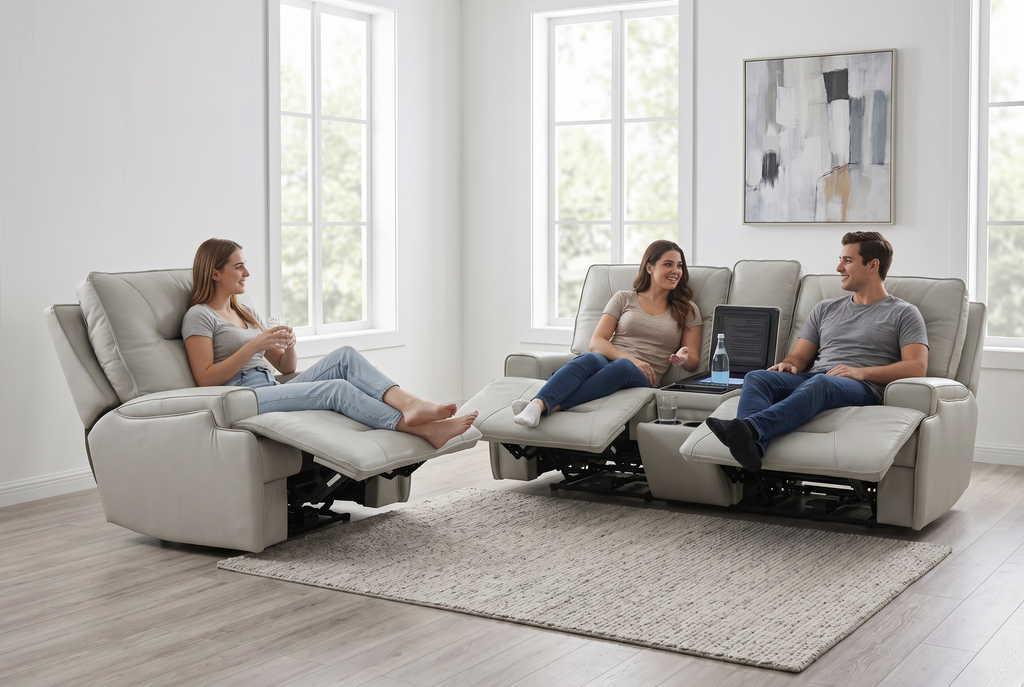 Atlas Fog 3-Piece Power Reclining Living Room Set Ornate Furniture