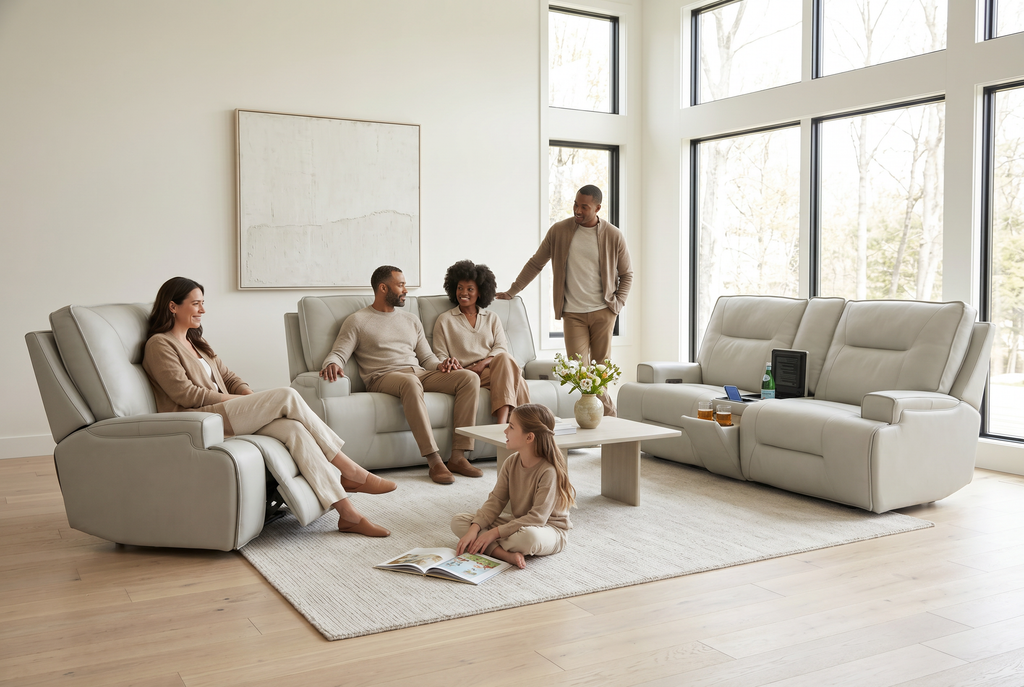 Atlas Fog 3-Piece Power Reclining Living Room Set Ornate Furniture
