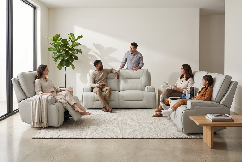 Atlas Fog Zero Gravity Power Reclining Sofa w/ Fridge Ornate Furniture