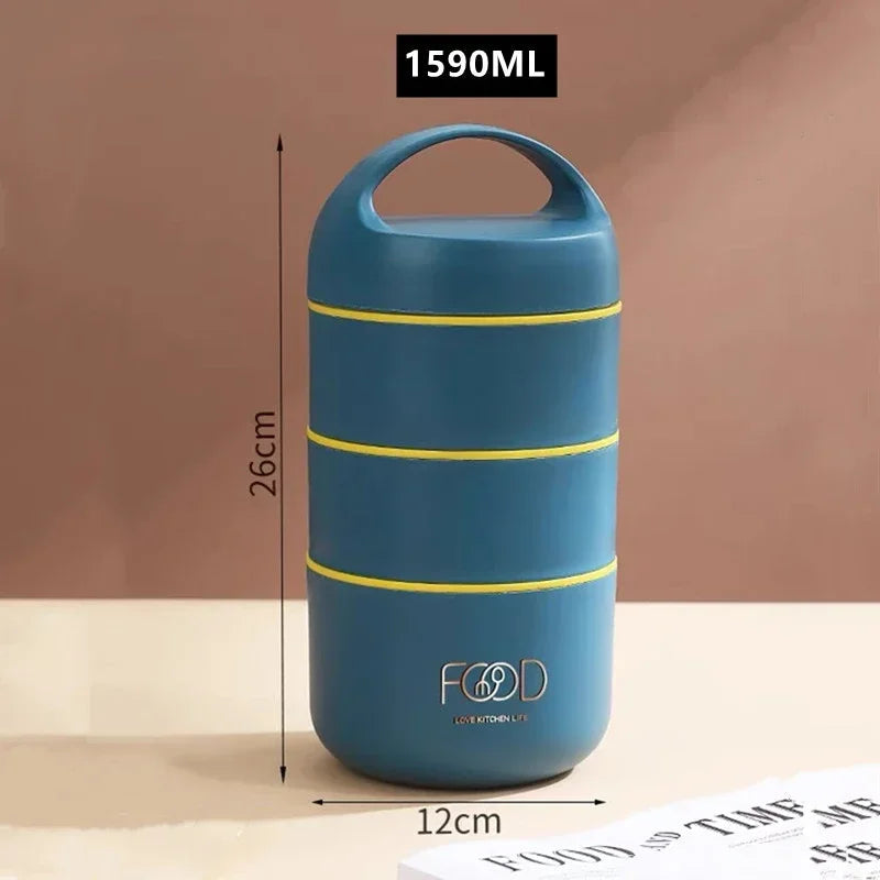 1240ML/1590ML Large Capacity Stainless Steel 304 Lunch Box Leak-Proof Multi layer Thermal Bento Box Adult Student Food Container V.I.P Digital Presence