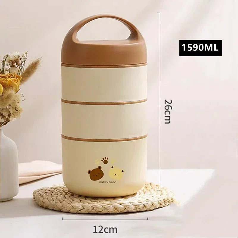 1240ML/1590ML Large Capacity Stainless Steel 304 Lunch Box Leak-Proof Multi layer Thermal Bento Box Adult Student Food Container V.I.P Digital Presence