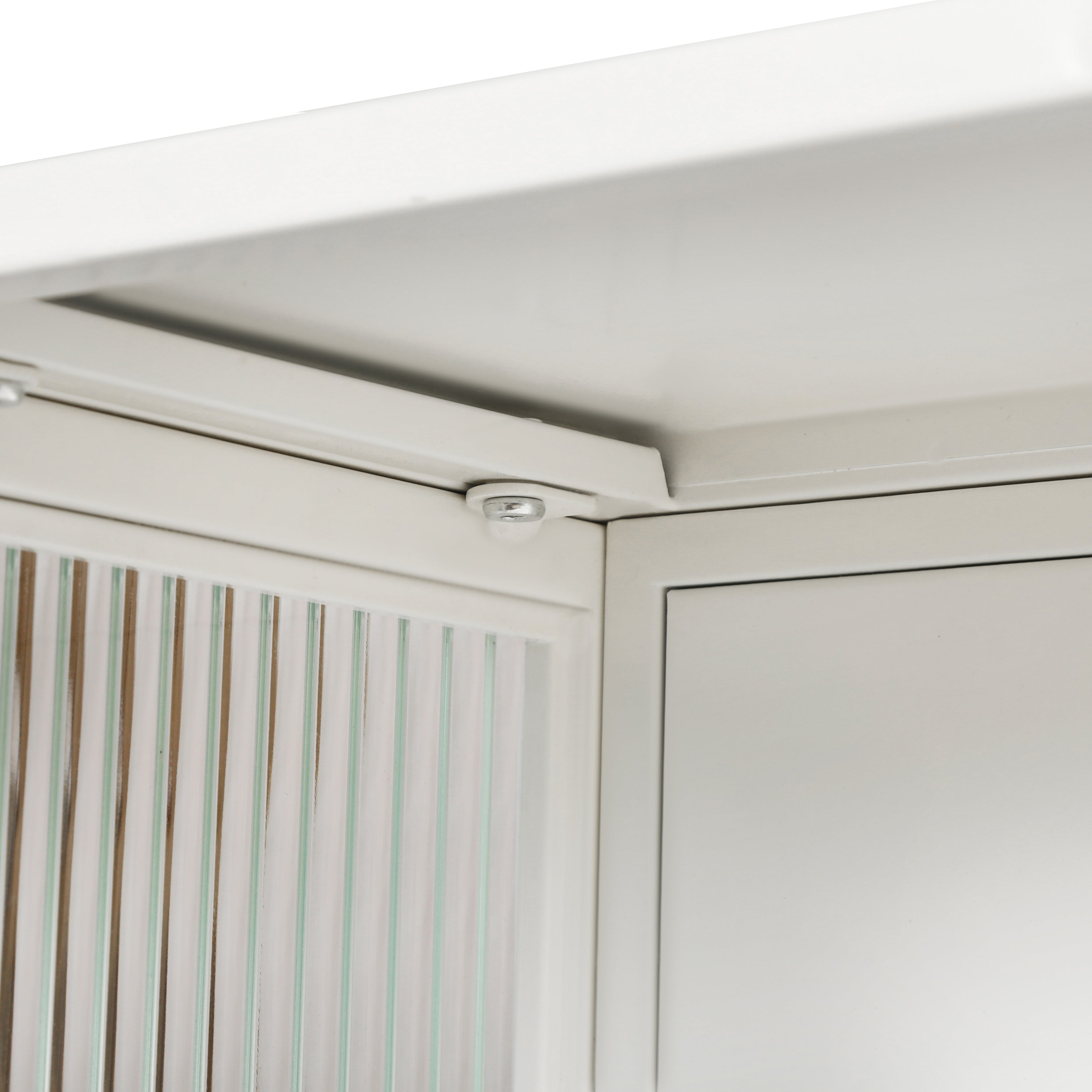 27.56"Glass Doors Modern Two-door Wall Cabinet with Featuring Three-tier White