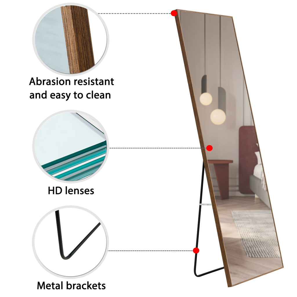 60x17 Brown Solid Wood Frame Full-length Mirror, Dressing Mirror, Bedroom Home Porch