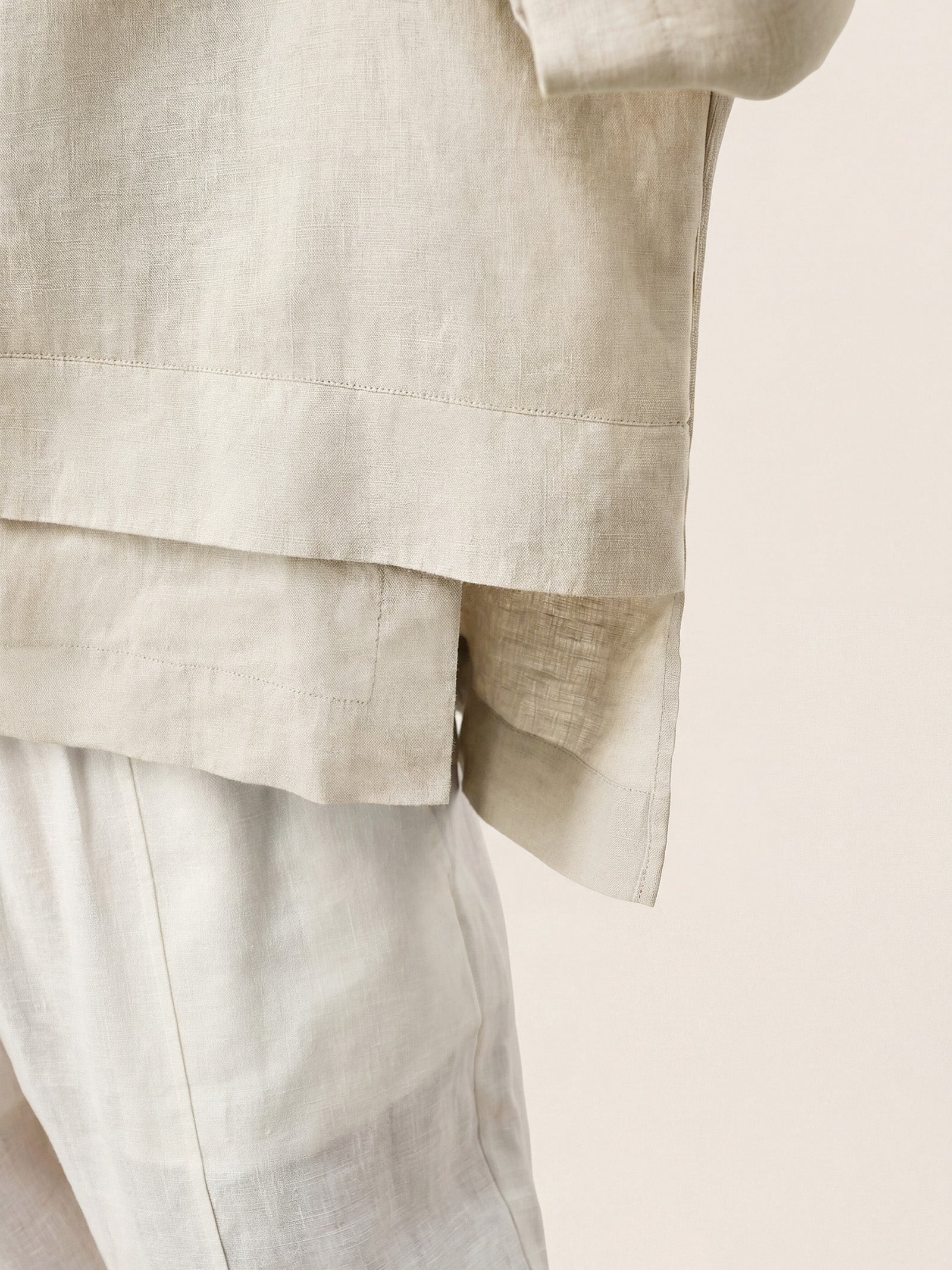 100% Linen Drop Shoulder Asymmetric Layered Hem Overtop VIOLA LINTICO
