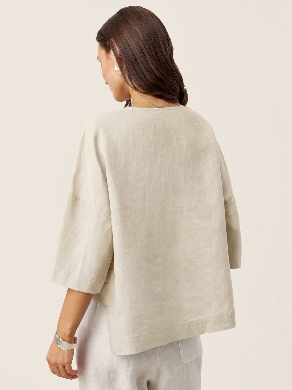 100% Linen Drop Shoulder Asymmetric Layered Hem Overtop VIOLA LINTICO