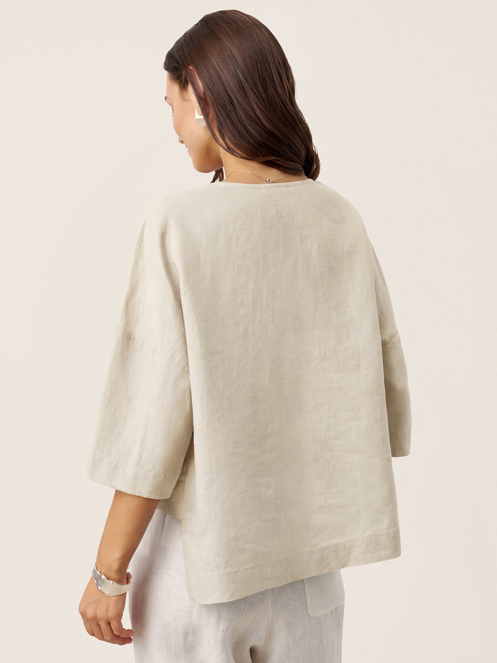 100% Linen Drop Shoulder Asymmetric Layered Hem Overtop VIOLA LINTICO