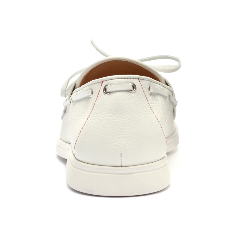Women's White Pebbled Leather Barca Yacht Loafer Del Toro Shoes