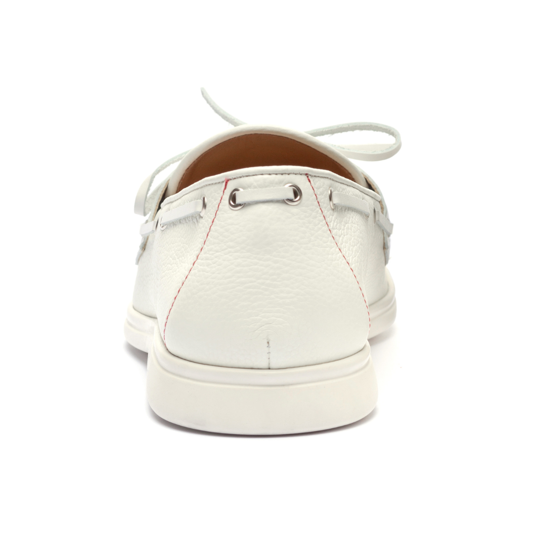Women's White Pebbled Leather Barca Yacht Loafer Del Toro Shoes