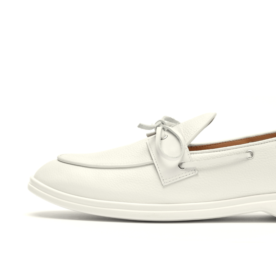 Women's White Pebbled Leather Barca Yacht Loafer Del Toro Shoes