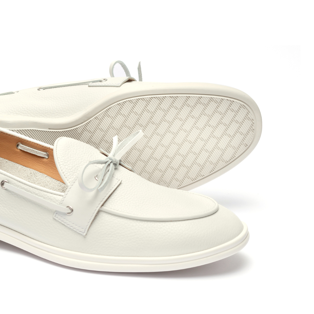 Women's White Pebbled Leather Barca Yacht Loafer Del Toro Shoes