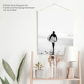 Black White Modern Surfer Photo. Coastal Style Print