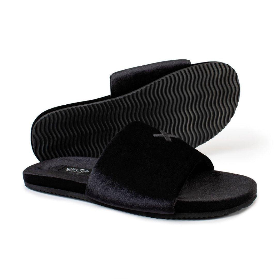Women's Black Velvet House Slide Del Toro Shoes
