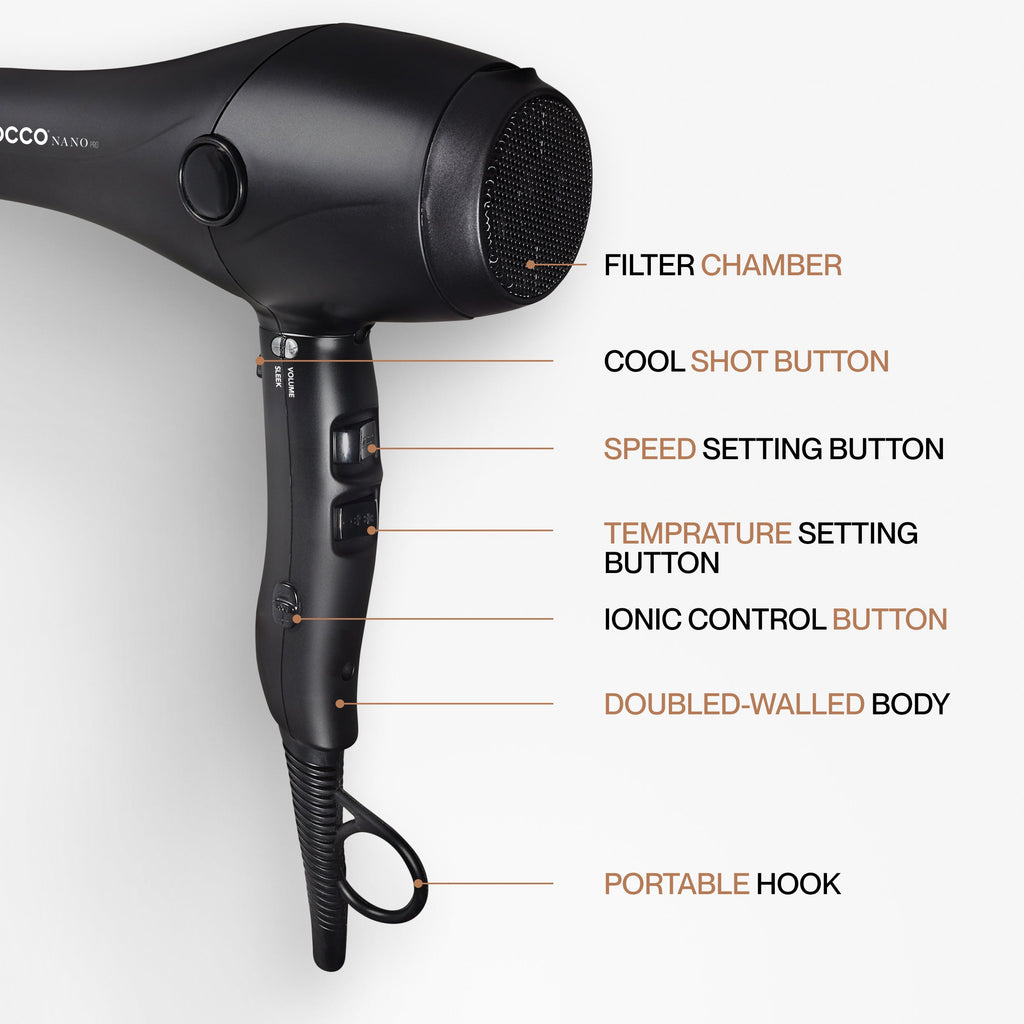 COCCO® Nano Pro Hair Dryer (Black)