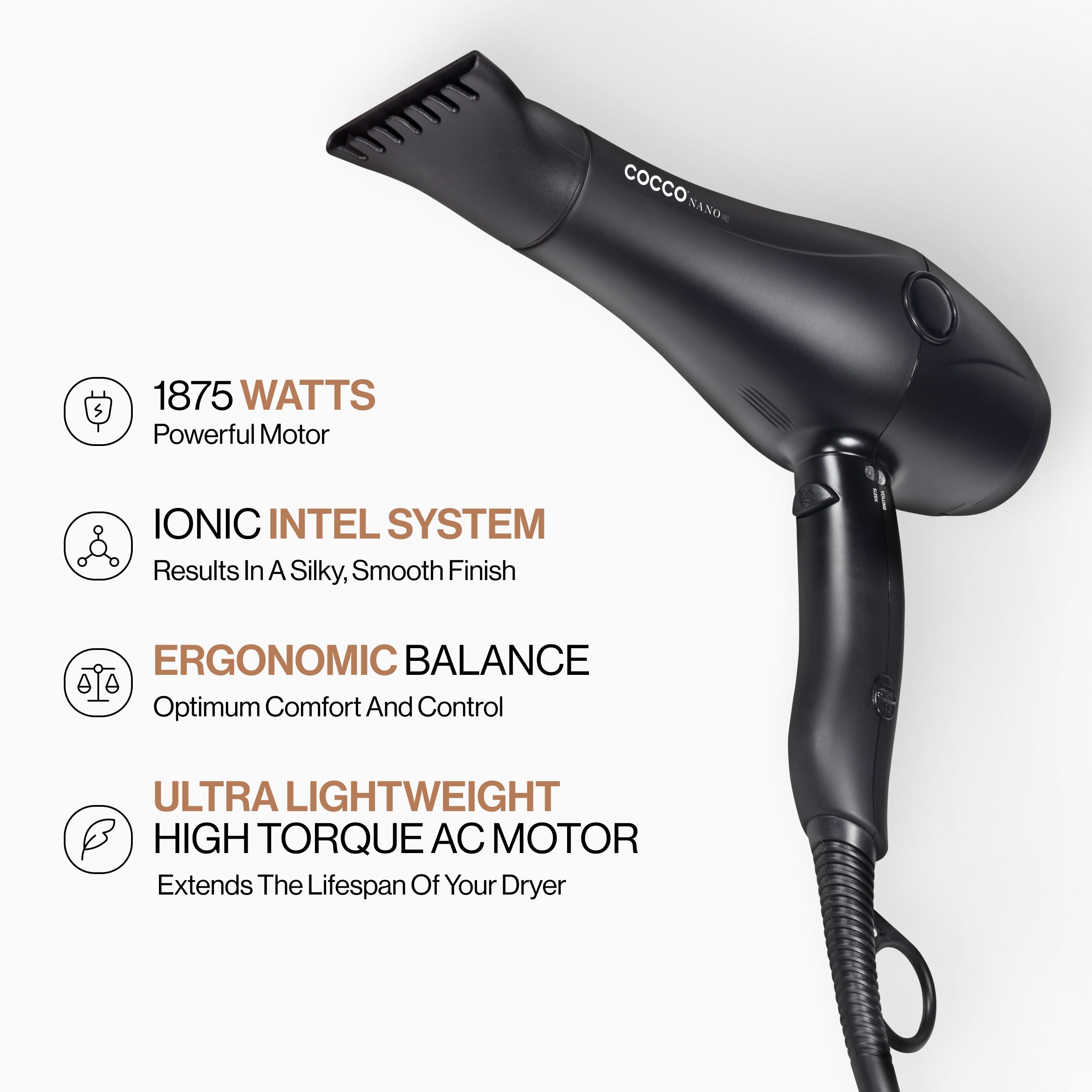 COCCO® Nano Pro Hair Dryer (Black)
