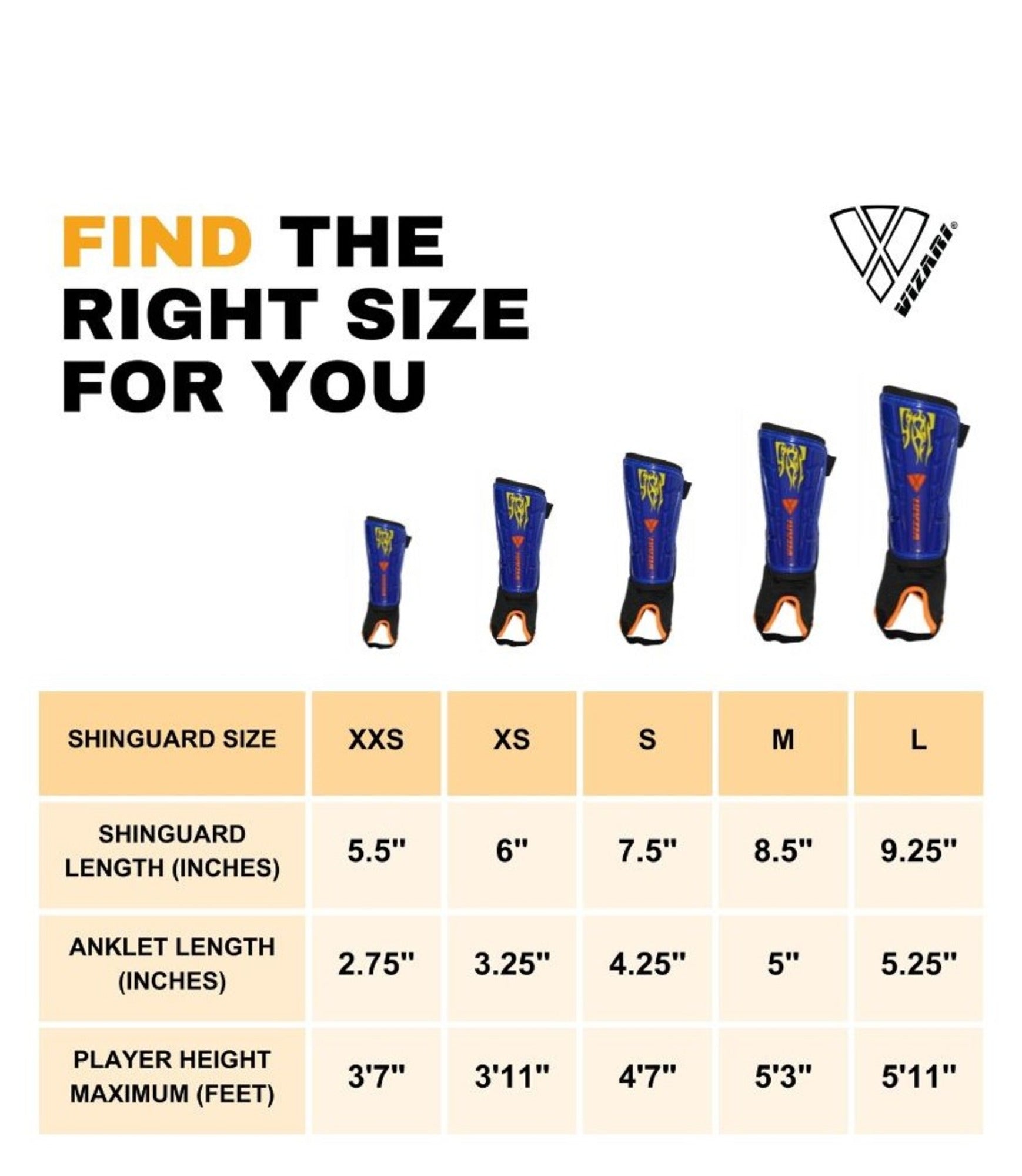Vizari Blaze Soccer Shin Guard – Blue/Orange Vizari Sports