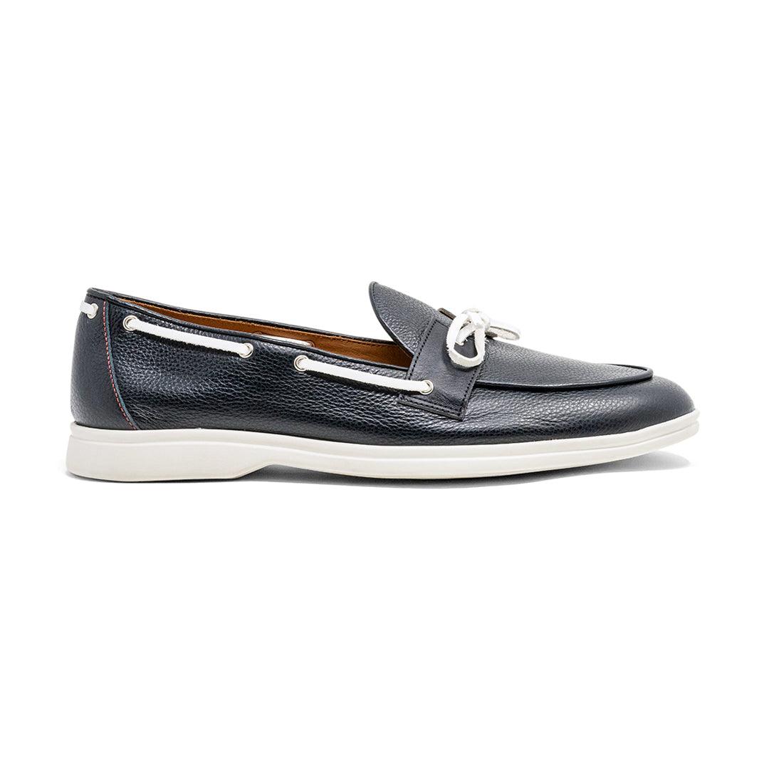 Women's Black Pebbled Leather Barca Yacht Loafer Del Toro Shoes