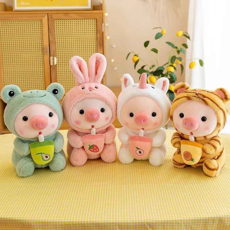 Pig Boba Plush Toy Cute Bubble Tea Stuffed Animal for Kids Dashing Nova
