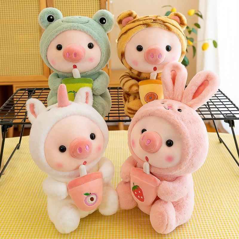Pig Boba Plush Toy Cute Bubble Tea Stuffed Animal for Kids Dashing Nova