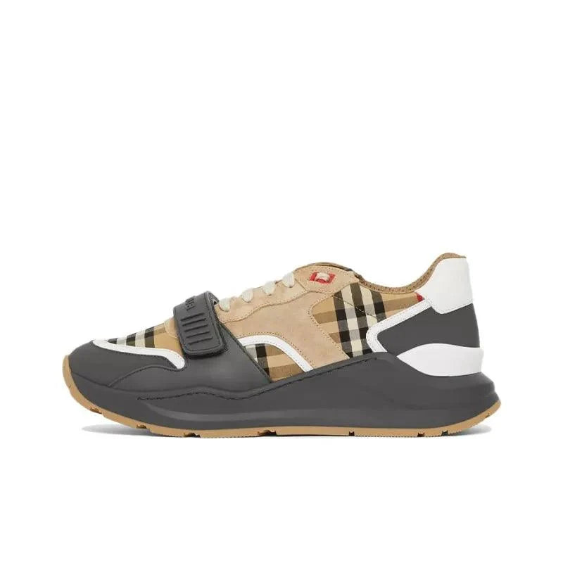Burberry Ramsey Vintage Check Suede Leather Sneakers Grey Archive Beige Banlieue91