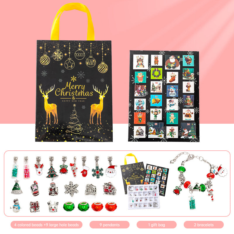 DIY creative children's bracelet jewelry 24-grid calendar Christmas holiday surprise blind box silver set V.I.P Digital Presence