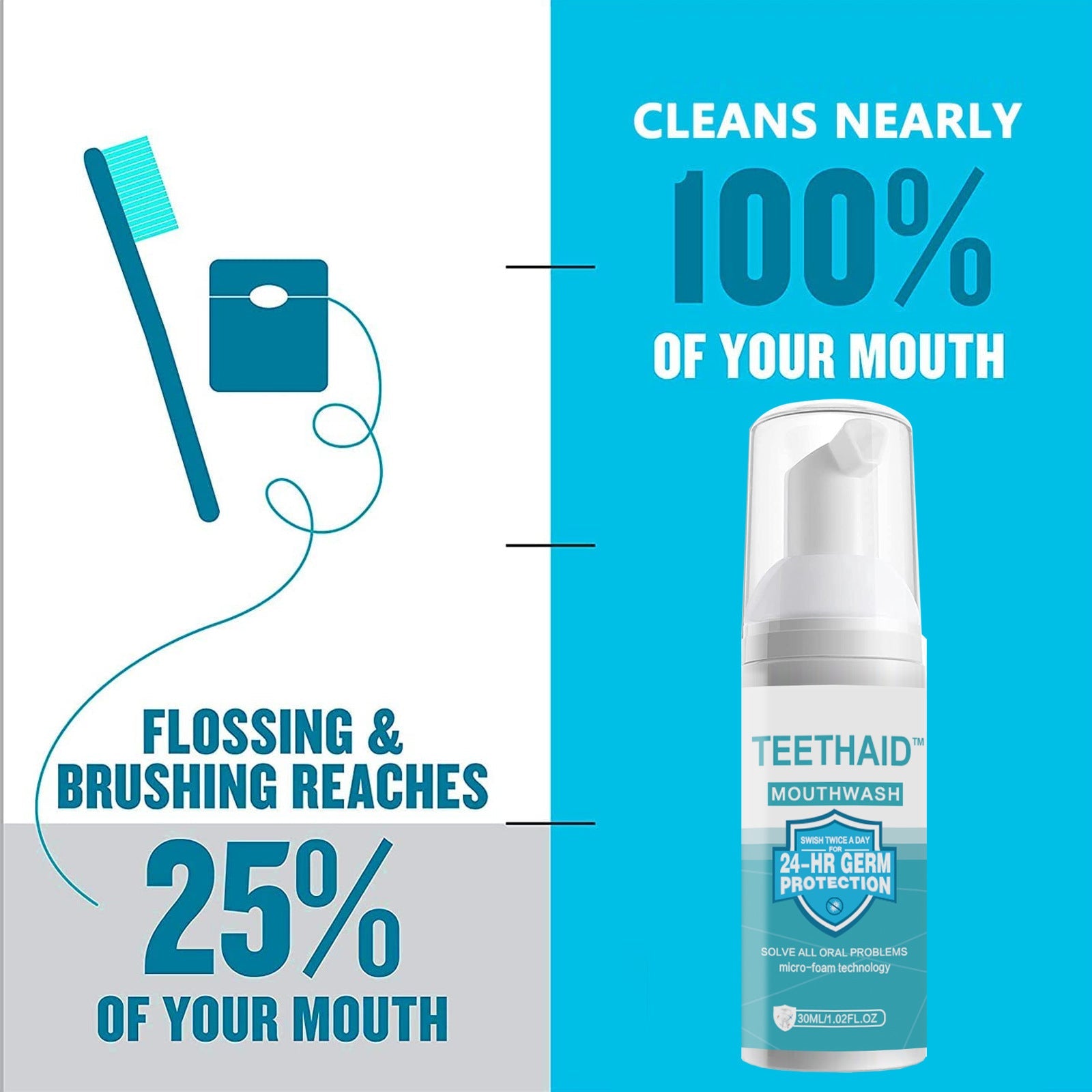 Cleanser Mousse Toothpaste Cleanser Brightening Teeth Freshening Breath Brightening Anti-Cavities Removing Stains Mouth Cleanser