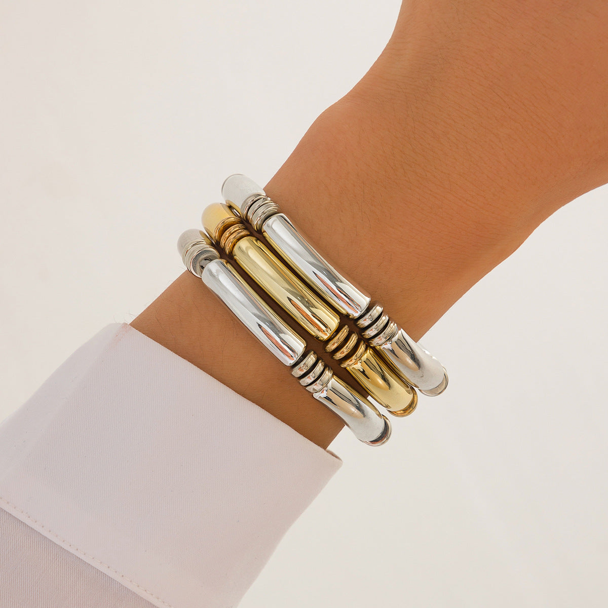Fashionable irregular CCB bent tube bracelet with simple smooth surface Bracelet set new style V.I.P Digital Presence