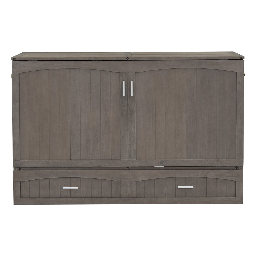 Queen Size Murphy Bed with Built-In Charging Station  Antique Grey