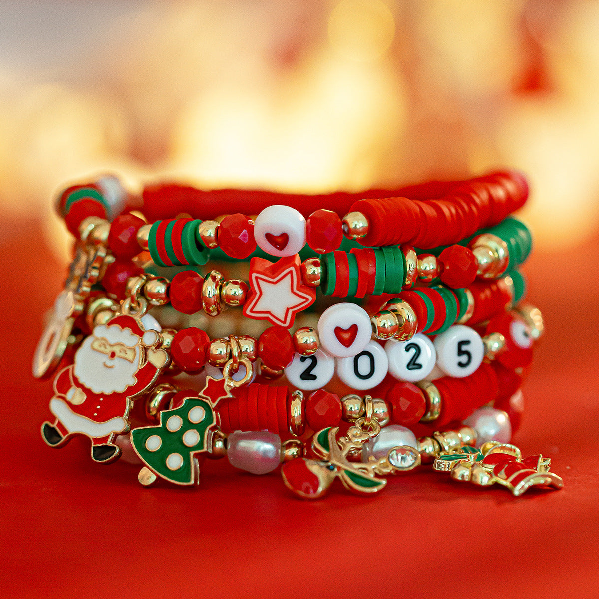 Christmas Candy Soft Ceramic CCB Bracelet Ins Wind Beaded Alloy Bracelet Set V.I.P Digital Presence