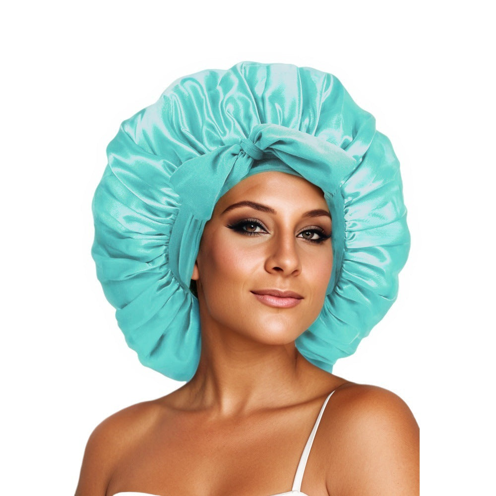 Elastic ribbon bow color Ding round hat solid color night cap wide-brimmed beauty hairdressing head scarf hat V.I.P Digital Presence