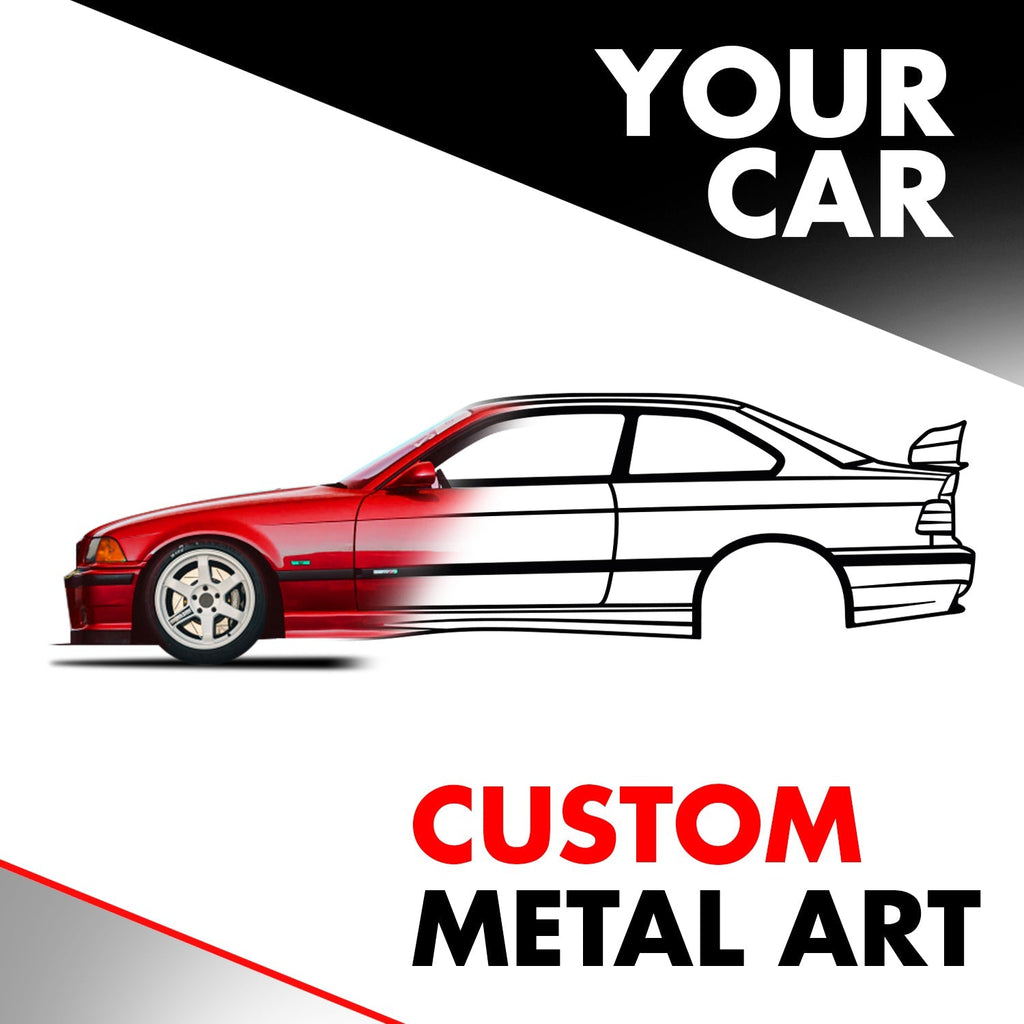 Your Personalized Car Metal Wall Art (Front view, rear and perspective view) Modello Turbo