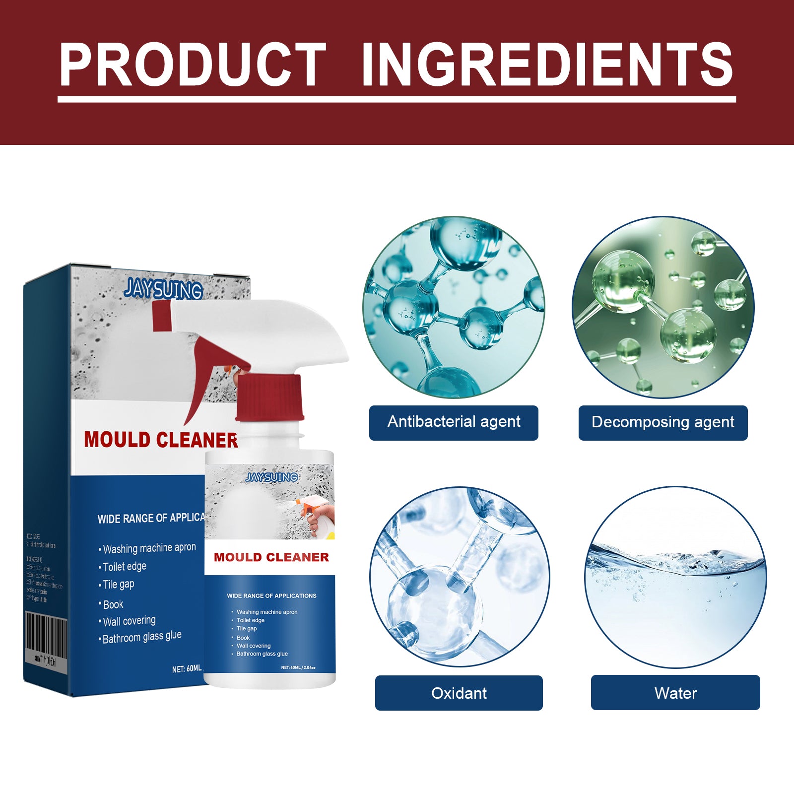 Mold Remover Spray, Ceiling Bathroom Tile Wall Multi-Effect Cleaning Decontamination And Mildew Removal Spray