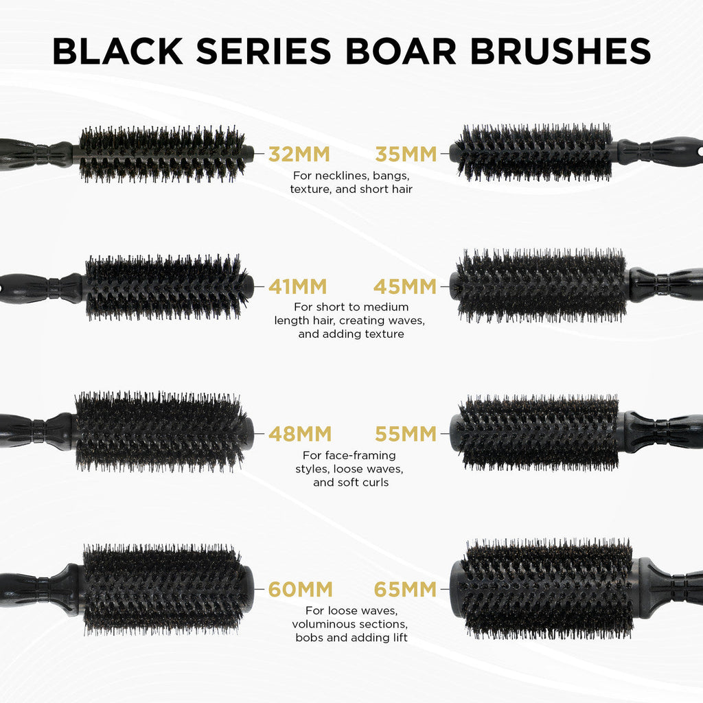COCCO® Black Series Ceramic Boar Brush (Select Size) Cocco Hair Professional